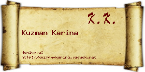Kuzman Karina névjegykártya